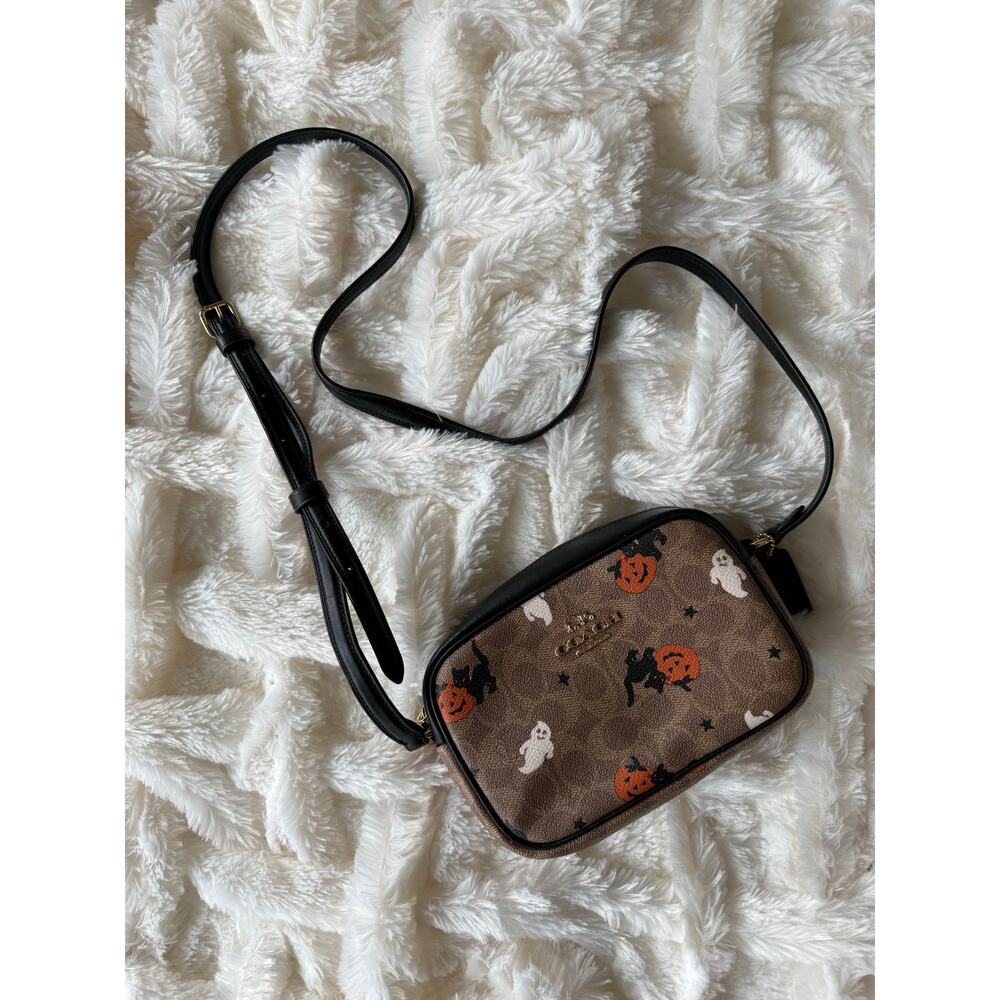 Coach Halloween Mini Jamie Camera Crossbody Bag Signature Ghost Pumpkin Cat 2024 - Picture 2 of 7